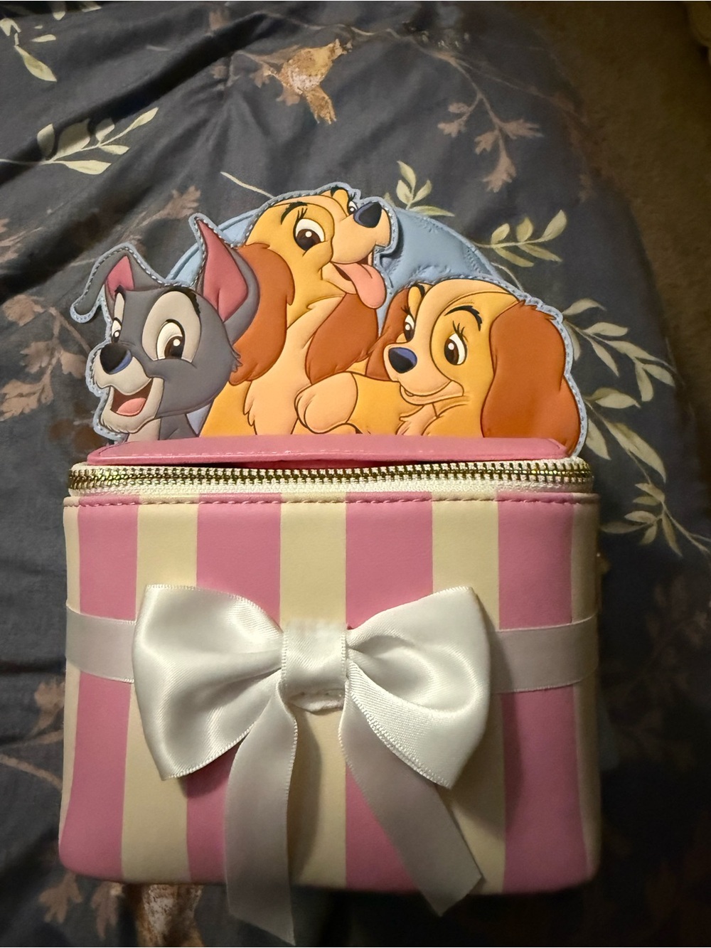 Loungefly Pink & Cream Striped Lady and Tramp Mini Backpack